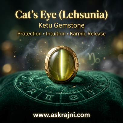 Cat’s Eye (Lehsunia) – Ketu Gemstone for Protection, Intuition & Karmic Release